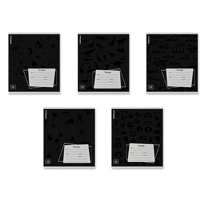 Тетрадь 12л. клетка "Black Pattern" 