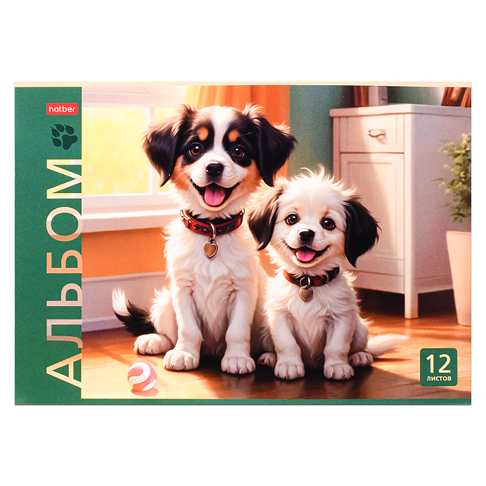 Альбом для рисования 12л "Пушистое счастье" А4 на скобе 5 диз. в блоке 