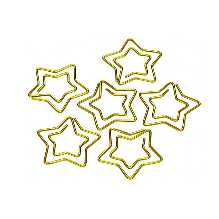 Скрепки фигурные звездочка L30 мм, 12 шт., пластиковая коробка, европодвес, золотые 