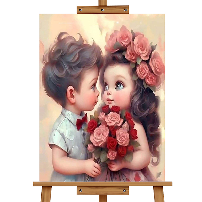 Фото к товару Мозаика алмазная MKA4030-50 "Влюбленные детишки" 30*40см. Мозаика алмазная MKA4030-50 "Влюбленные детишки" 30*40см.