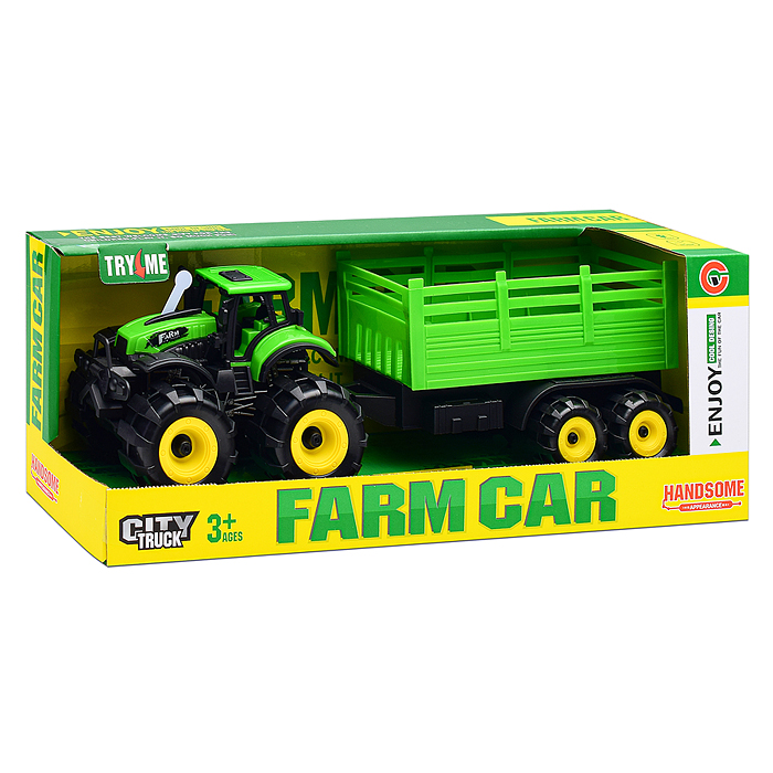 Трактор 9878-1C "Веселая ферма" с прицепом, в коробк