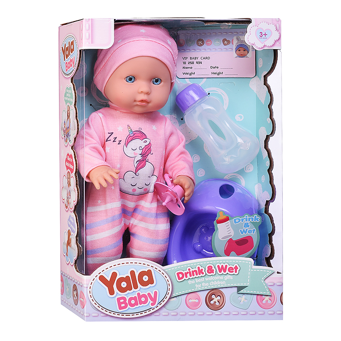 Пупс YL2530A-A "Ульяна" (пьет, писает) с аксессуарами, в коробке