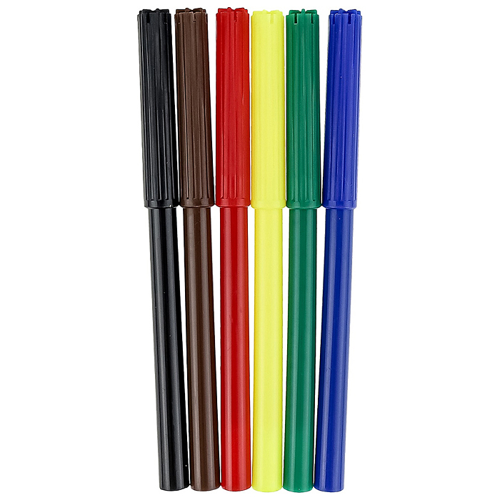 Фломастеры 6цв. с вентилируемым колпачком "Корона" пласт. блистере, 