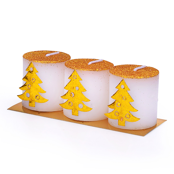 Набор свечей восковых 00-7034 "Золотая ёлочка" (3шт.)