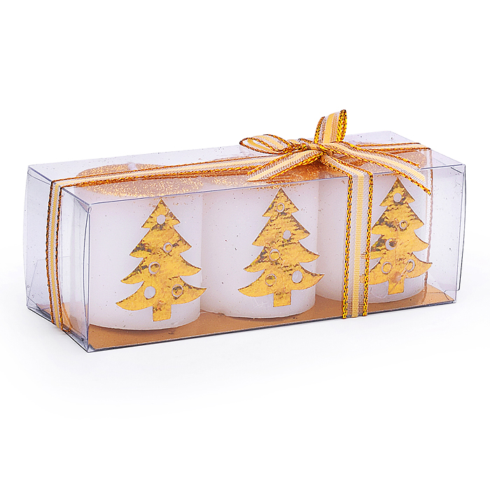 Набор свечей восковых 00-7034 "Золотая ёлочка" (3шт.)