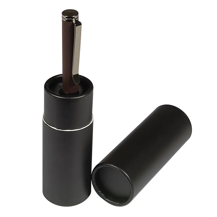 Ручка "Venezia Pragmatico" в картотнном тубусе, 1,0 мм, синяя (корпус коричн, футляр черный)