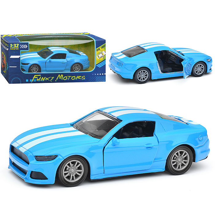 Голубая инерционная машинка Спорткар с дизайном die-cast,1:32, открывающиеся двери
