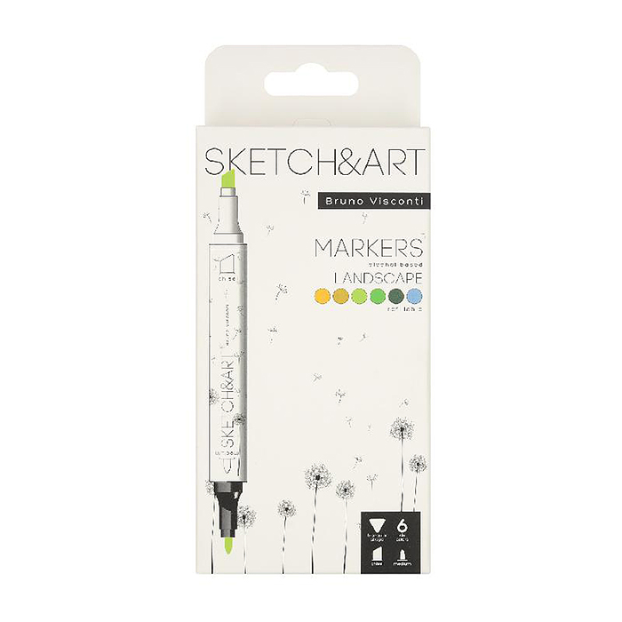 Набор двусторонних скетч-маркеров "Sketch&Art. Лесной пейзаж", 6 цв.