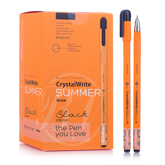 Ручка "CrystalWrite.Summer" шариковая, 0.38 мм, черная