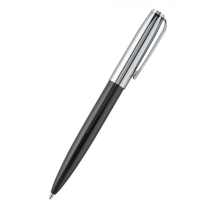 Ручка "Napoli" в металлическом Premium футляре, 1,0 мм, синяя (корпус черн и серебр, футляр черный)