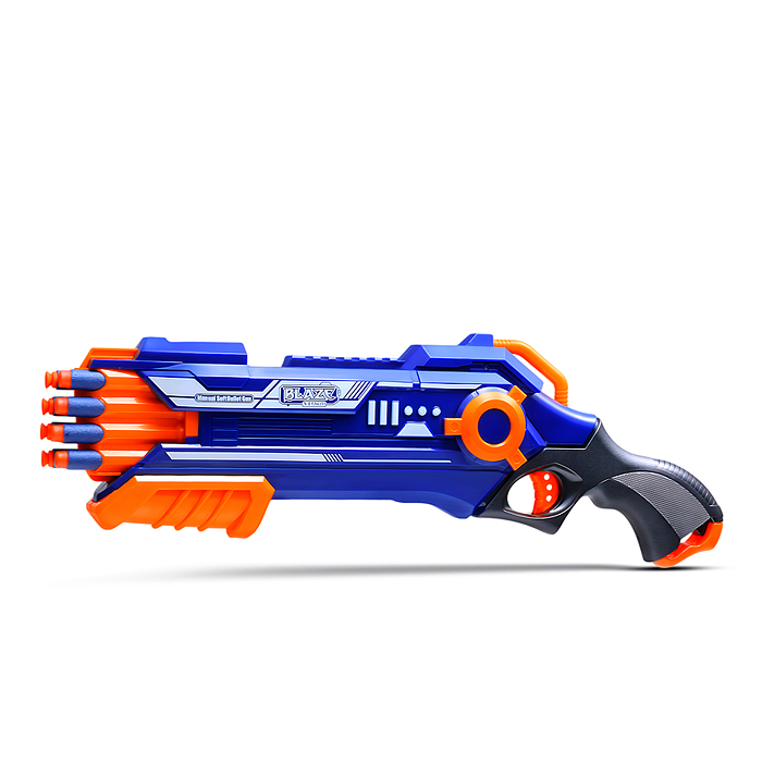 Фото к товару Бластер 7037 "Ураган" с мягкими пулями, в коробке Бластер 7037 "Ураган" с мягкими пулями, в коробке