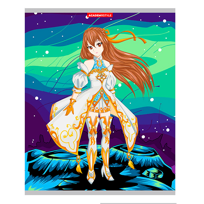 Тетрадь 48л. клетка А5 "Воительницы" выб УФ двойной, тиснение фольгой