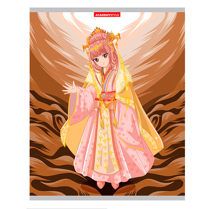 Тетрадь 48л. клетка А5 "Воительницы" выб УФ двойной, тиснение фольгой