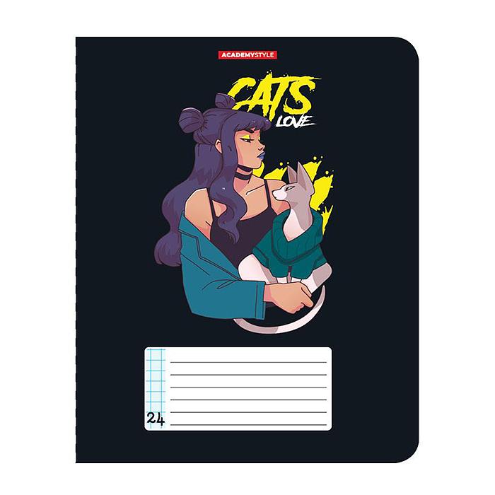 Тетрадь 24л А5 клетка "Девушки с питомцами"