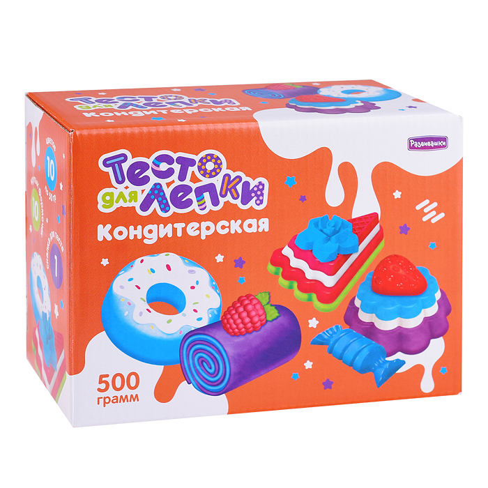 Тесто для лепки "Кондитерская фабрика" тесто 500гр, формы, скалка