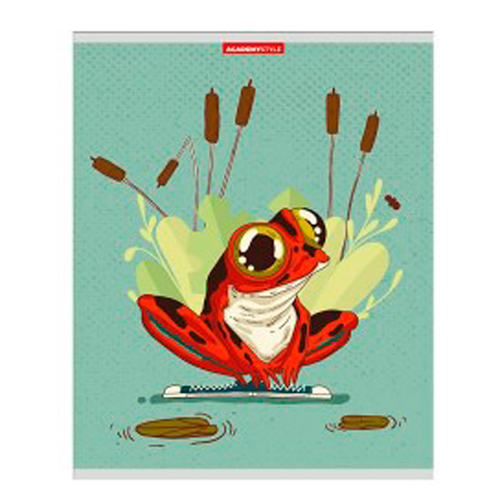 Тетрадь 48л. клетка А5 "Лягушка" металл пленка, выб УФ двойной