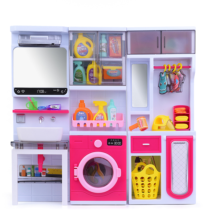 Набор мебели для кукол 818-332 "Постирочная" на батарейках, в коробке