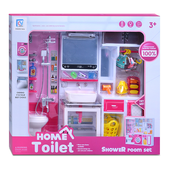 Набор мебели для кукол 818-331 "Туалетная комната" на батарейках, в коробке