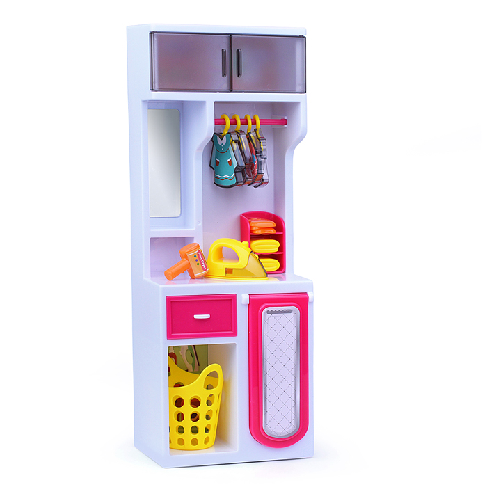 Набор мебели для кукол "Ванная" (зеркало, раковина, гладильная доска, утюг) на батарейках, в коробке