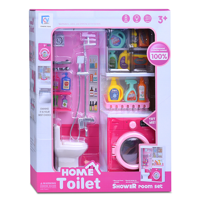 Фото к товару Набор мебели для кукол 818-325 "Туалетная комната-1" на батарейках, в коробке Набор мебели для кукол 818-325 "Туалетная комната-1" на батарейках, в коробке