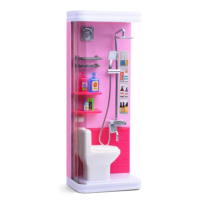 Набор мебели 818-320 "Уборная с душем" розовая, в коробке