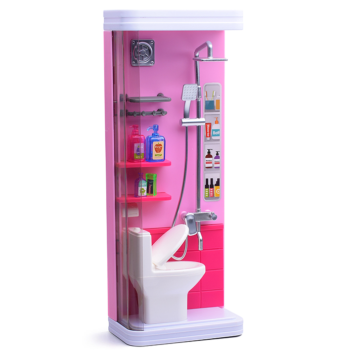 Набор мебели 818-320 "Уборная с душем" розовая, в коробке