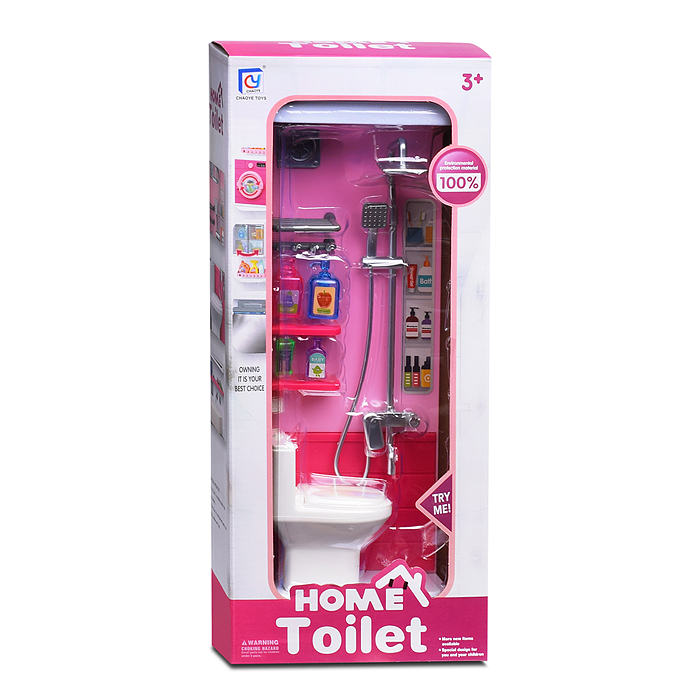 Набор мебели 818-320 "Уборная с душем" розовая, в коробке