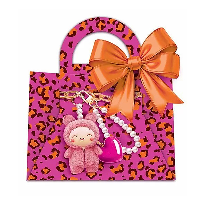 Конверт для денег-сумочка "Розовый леопард" с атласной лентой