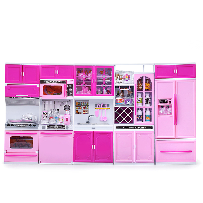 Набор мебели для кукол 818-168A "Кухня" розовая, в коробке