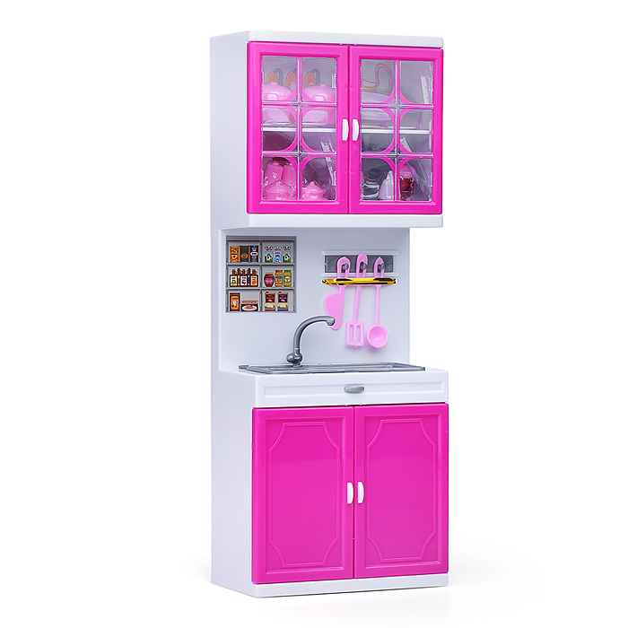 Набор мебели для кукол 818-168A "Кухня" розовая, в коробке