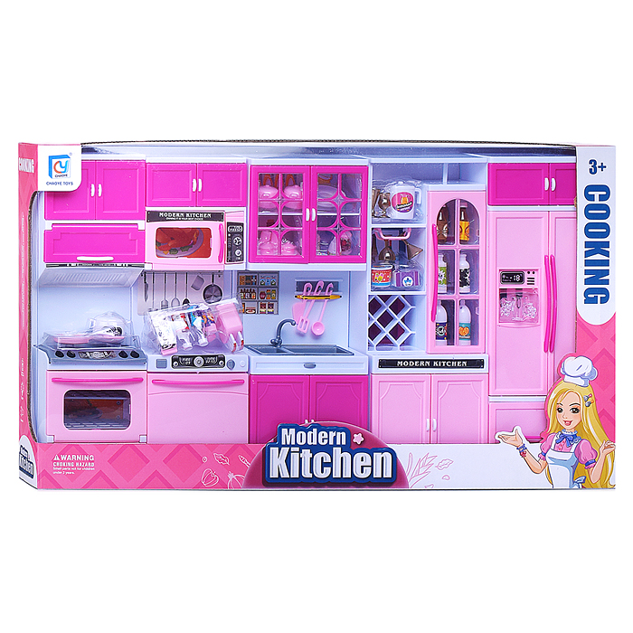 Набор мебели для кукол 818-168A "Кухня" розовая, в коробке