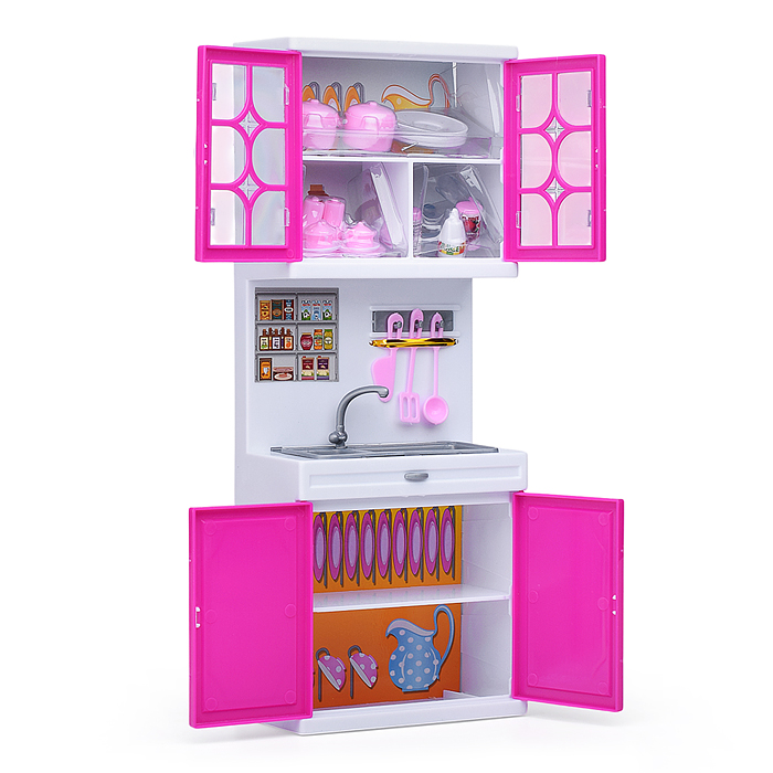 Набор мебели для кукол 818-168A "Кухня" розовая, в коробке