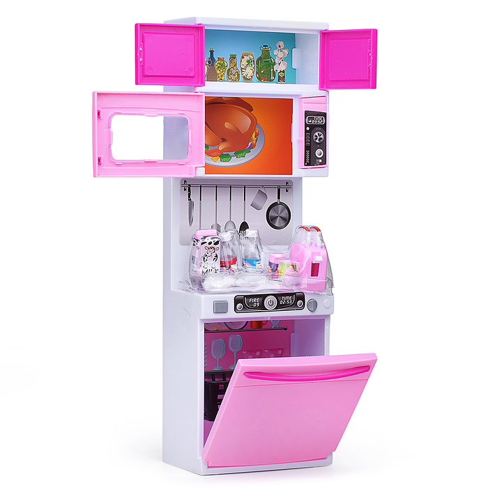 Набор мебели для кукол 818-168A "Кухня" розовая, в коробке