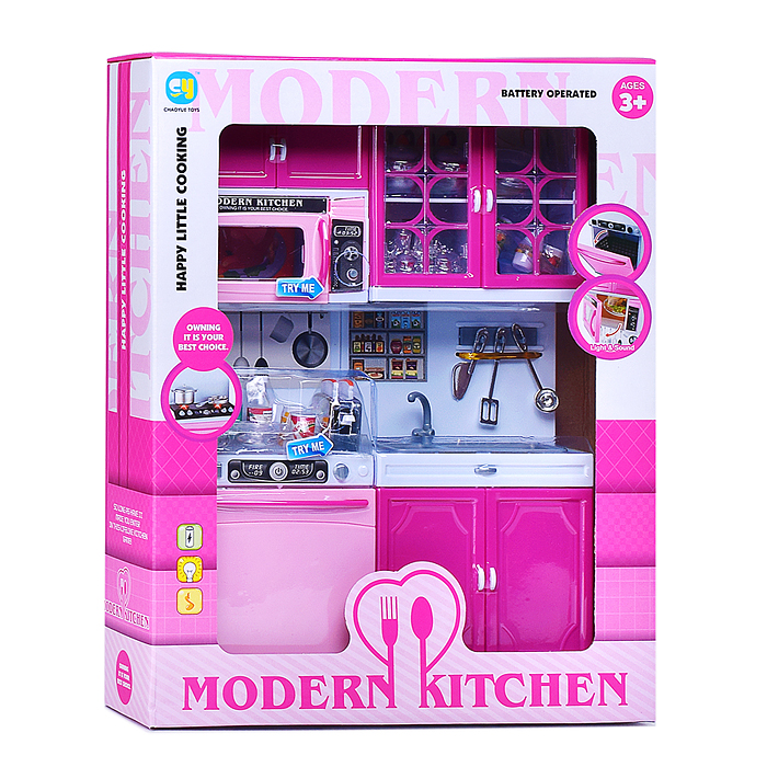 Набор мебели для кукол 818-20 "Мини кухня" розовая, в коробке