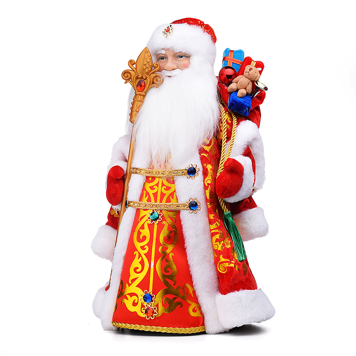 Сувенир музыкальный "Дед Мороз в красной шубе с мешком и посохом,с мелодией, 50см 