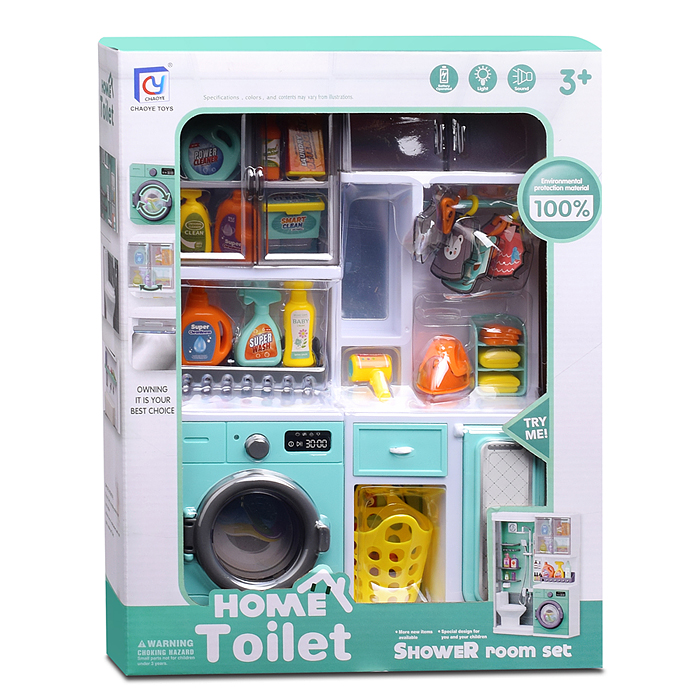 Набор мебели для кукол 818-356 "Прачечная-2"  зеленая, в коробке