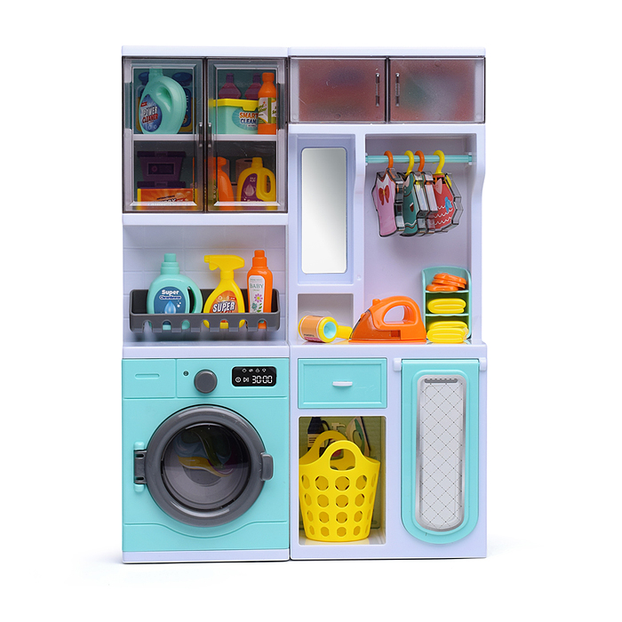 Набор мебели для кукол 818-356 "Прачечная-2"  зеленая, в коробке