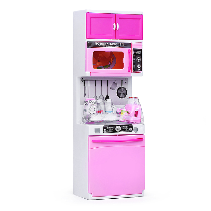 Набор мебели для кукол 818-158A "Кухонный гарнитур" розовый, в коробке