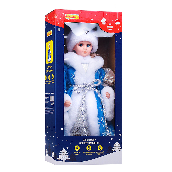Фото к товару Сувенир "Внучка Деда Мороза" в голубой шубе со снежинками, 40см Сувенир "Внучка Деда Мороза" в голубой шубе со снежинками, 40см