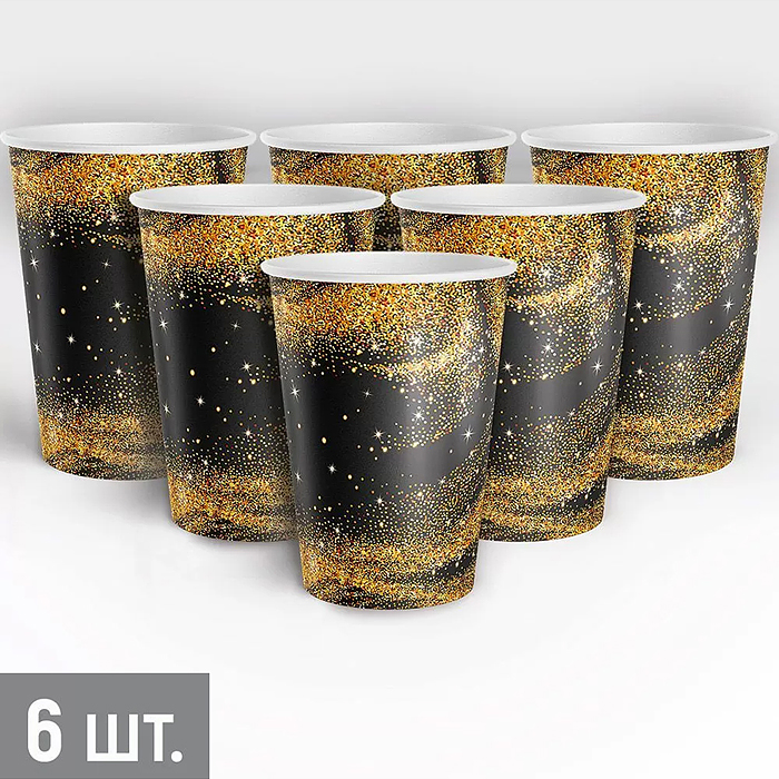 Набор стаканов "Черное с золотом"