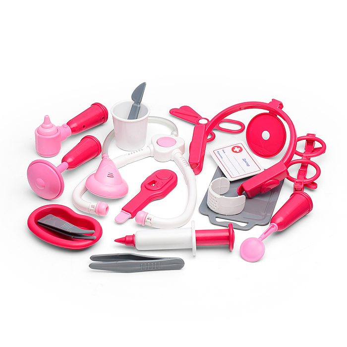 Набор доктора, в тележке, розовый