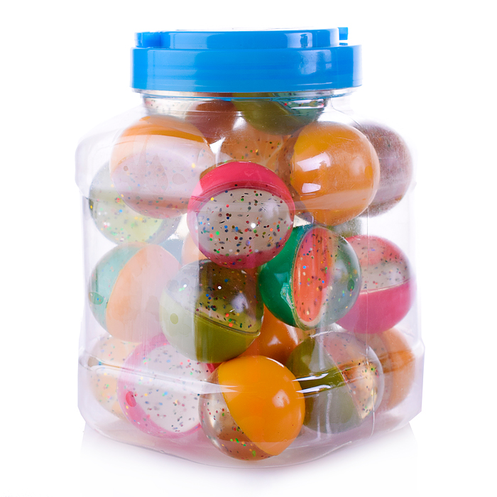 Мяч каучуковый 00-1663 "Фруктовое ассорти" (4,5см) в банке