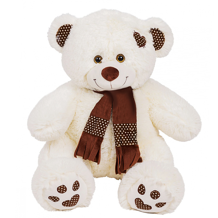 Медведь Тони с шарфом В85, молочный