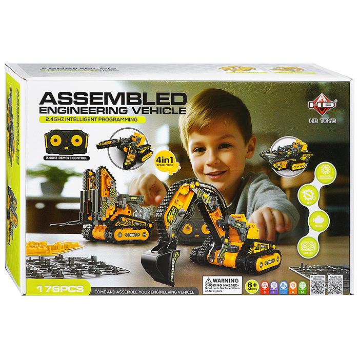 Конструктор SG01 "Строительная техника" 4в1, р/у, в коробке