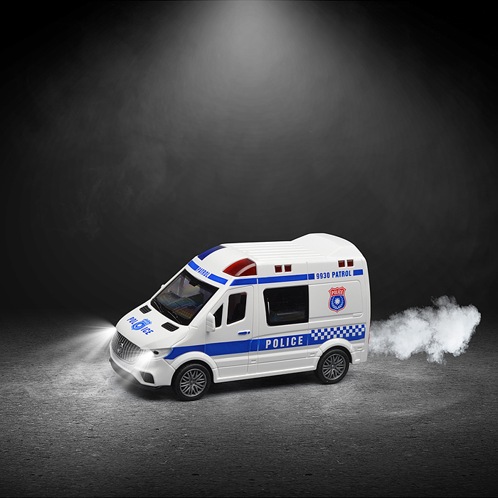 Машина YM-9930F "Служебный транспорт" (свет, звук, спрей) в коробке