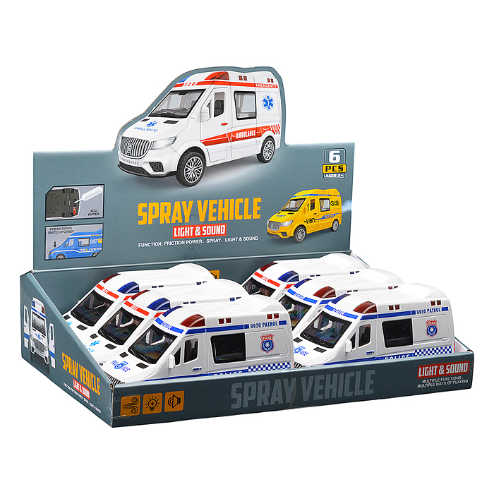 Машина YM-9930F "Служебный транспорт" (свет, звук, спрей) в коробке