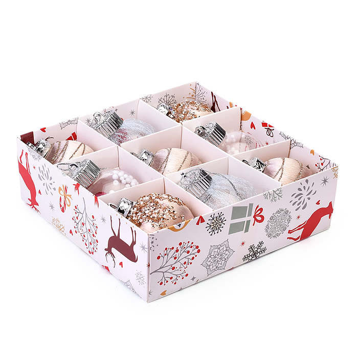 Набор новогодних шаров S2025 "Снежный" 6см*9шт 