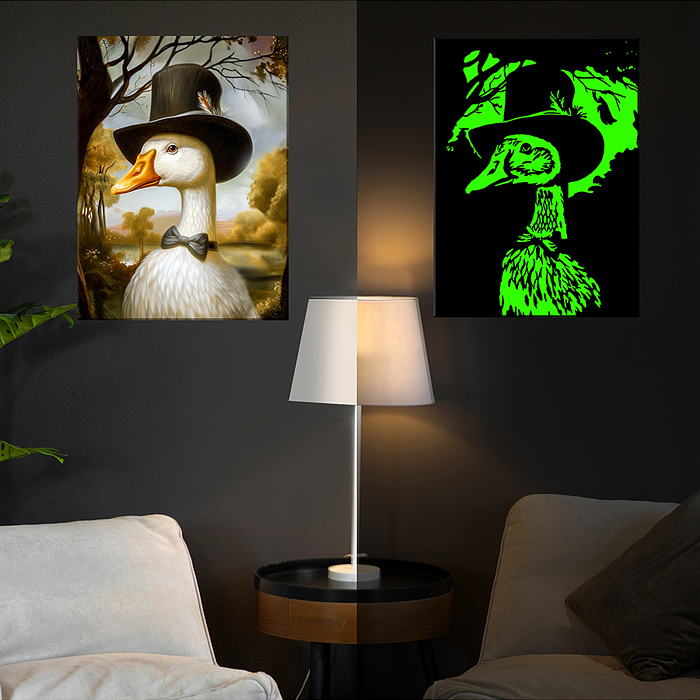 Фото к товару Картина по номерам 40х50 "Гусь-аристократ" со светящейся краской (19 цветов) Картина по номерам 40х50 "Гусь-аристократ" со светящейся краской (19 цветов)