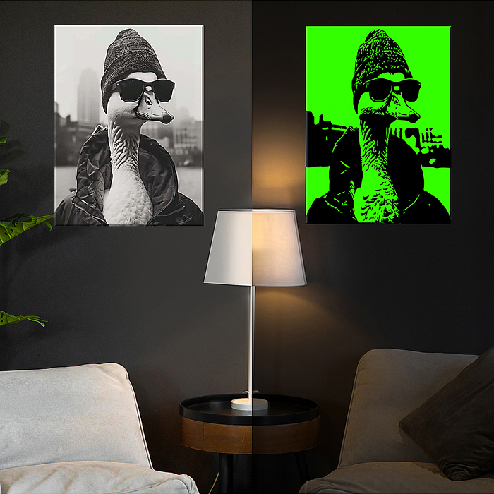 Картина по номерам 40х50 "Крутой гусь" со светящейся краской (7 цветов)