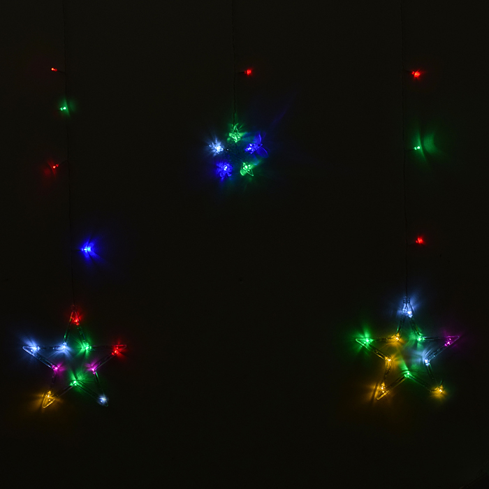 Электрогирлянда-занавес светодиодная "Звездочки", цветная